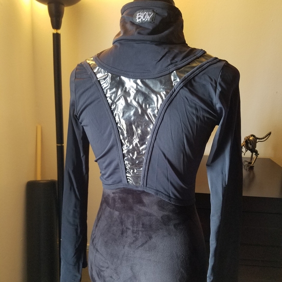 Blow UK plastic neo racer punk goth crop shrug top - Picture 2 of 7